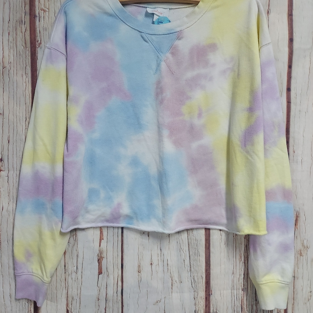 Colsie Tie Dye Pullover Cropped Sweatshirt - Picture 8 of 15